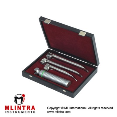 Corona™ Premium Fiber Optic Miller Laryngoscope Set With Battery Handle Ref:- AN-590-01 and Blades Ref:- AN-510-01 to AN-510-03 Stainless Steel,